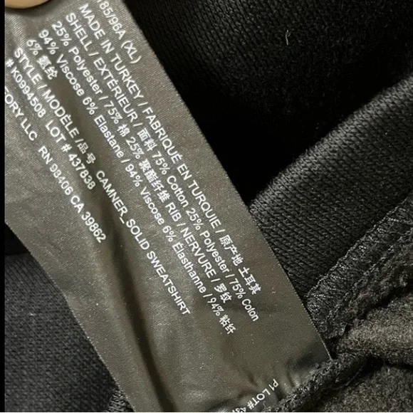 Theory Camner Quarter-Zip Funnel Neck Black Cotton Blend Pullover Sweatshirt XL - Picture 8 of 11